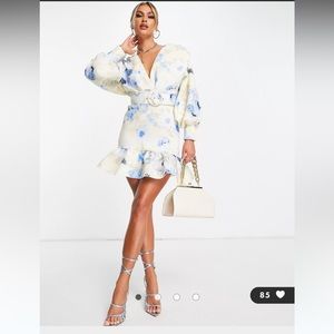 ASOS Floral White and Blue Dress
